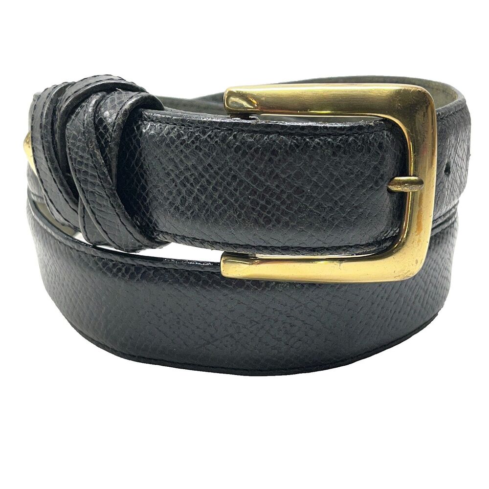 Vintage Black Faux Snakeskin Leather Brighton Womens Belt Size XS Small Brass